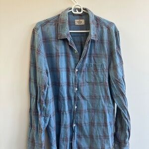 Marine Layer Blue and Red Flannel Shirt